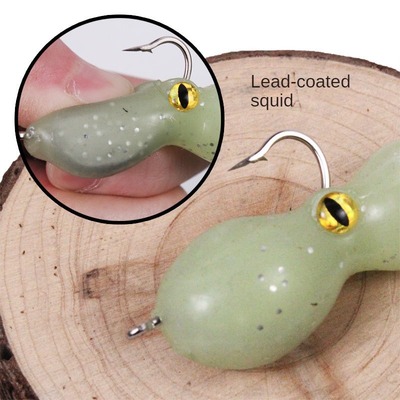 11cm 21g Bionic Swimbait Luminous Octopus Squid Jigging Skirt With Double Hooks Soft Lead Head Lure
