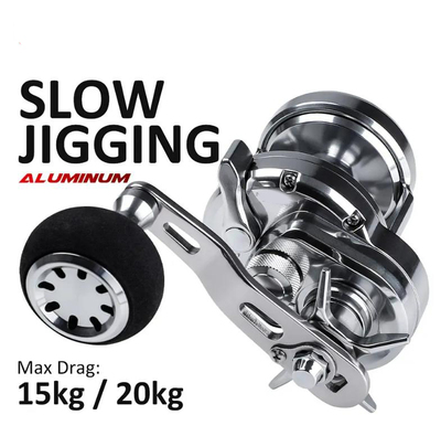 Overhead Slow Jigging Fishing Reel Aluminum Alloy 5.2 15-20kg Boat Casting Trolling Reel for Sea Fis