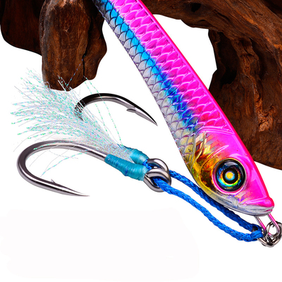 Boat Fishing Offshore Double Assist Jigging Hooks with Squid Skirt Deep Sea Slow Jig Lure Fishing Ho