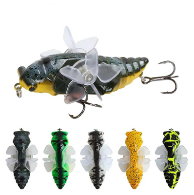 2 Propellers 3D Rolling Whopper Fishing Lures Rotary Wings Hard Bait 7.5cm