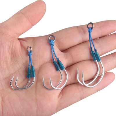 2 Sets (4pcs) 20# 30# 50# Double Jigging Fishing Hook High Carbon Steel Barbed Hook for Jigging Fish