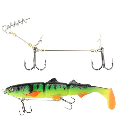 Stinger Fishing Rig Hook for Big Shad Center Pin Screw Connector Set Pike Bass Perch Bait Barbed Sha