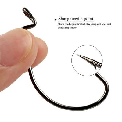 Worm Hooks Jig Fishing Hooks Set Offset Bass Fishhook