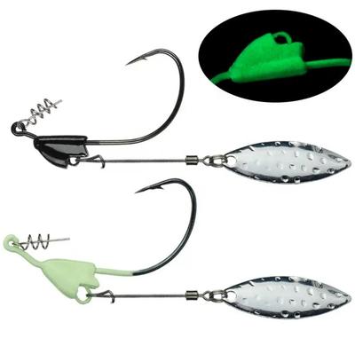 Offset Fishing Hooks With Metal Spoon Slice Jig Head 5g-12gWide Crank Fishhooks For Soft Lure Baits